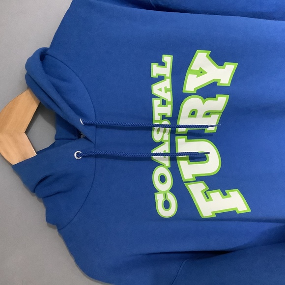 Retro Champion Hoodie - Size XL - Blue - ‘Coastal Fury’ - P2P 24” - Picture 6 of 8